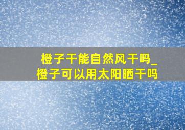 橙子干能自然风干吗_橙子可以用太阳晒干吗