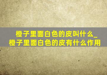 橙子里面白色的皮叫什么_橙子里面白色的皮有什么作用