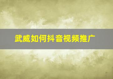 武威如何抖音视频推广