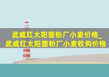 武威红太阳面粉厂小麦价格_武威红太阳面粉厂小麦收购价格