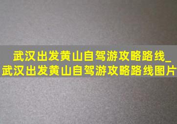 武汉出发黄山自驾游攻略路线_武汉出发黄山自驾游攻略路线图片