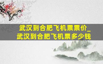 武汉到合肥飞机票票价_武汉到合肥飞机票多少钱