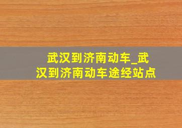 武汉到济南动车_武汉到济南动车途经站点