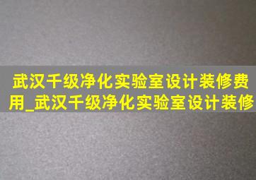 武汉千级净化实验室设计装修费用_武汉千级净化实验室设计装修