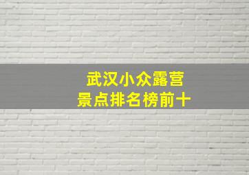 武汉小众露营景点排名榜前十