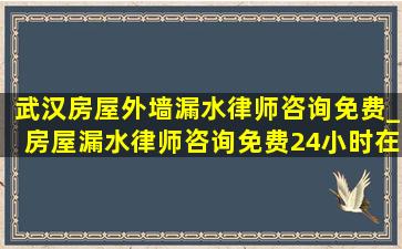 武汉房屋外墙漏水律师咨询免费_房屋漏水律师咨询免费24小时在线