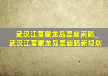 武汉江夏藏龙岛栗庙南路_武汉江夏藏龙岛栗庙路新规划