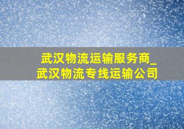 武汉物流运输服务商_武汉物流专线运输公司