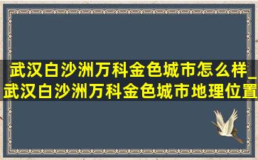 武汉白沙洲万科金色城市怎么样_武汉白沙洲万科金色城市地理位置