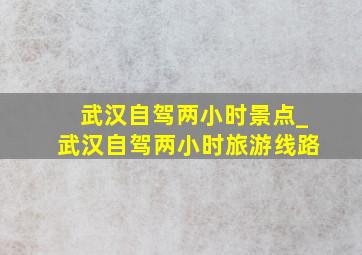 武汉自驾两小时景点_武汉自驾两小时旅游线路