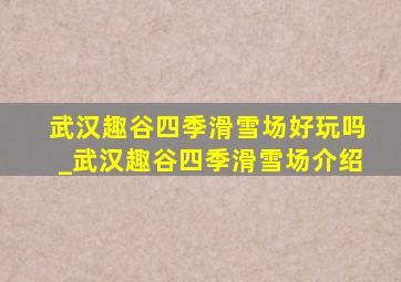 武汉趣谷四季滑雪场好玩吗_武汉趣谷四季滑雪场介绍