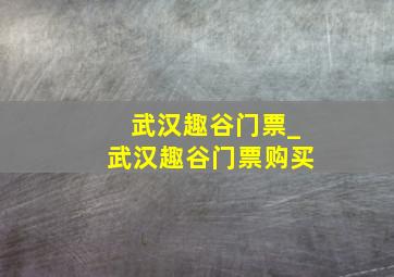 武汉趣谷门票_武汉趣谷门票购买