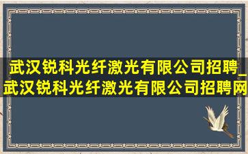 武汉锐科光纤激光有限公司招聘_武汉锐科光纤激光有限公司招聘网