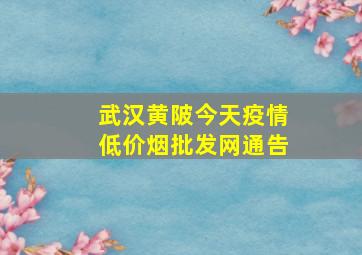 武汉黄陂今天疫情(低价烟批发网)通告