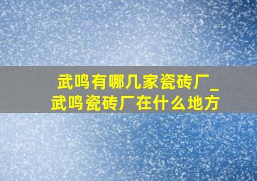 武鸣有哪几家瓷砖厂_武鸣瓷砖厂在什么地方