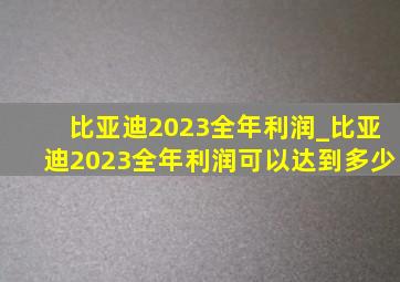 比亚迪2023全年利润_比亚迪2023全年利润可以达到多少