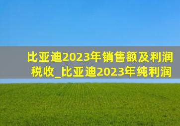 比亚迪2023年销售额及利润税收_比亚迪2023年纯利润