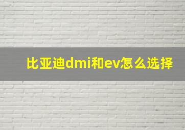 比亚迪dmi和ev怎么选择