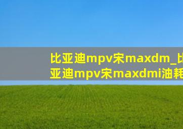 比亚迪mpv宋maxdm_比亚迪mpv宋maxdmi油耗