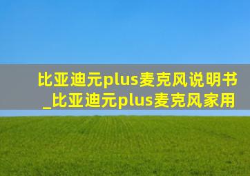 比亚迪元plus麦克风说明书_比亚迪元plus麦克风家用