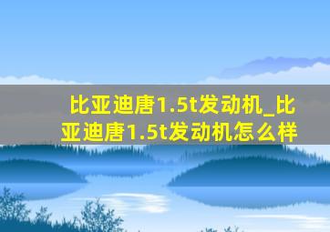 比亚迪唐1.5t发动机_比亚迪唐1.5t发动机怎么样