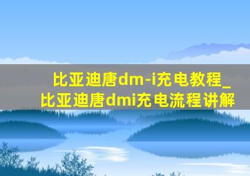 比亚迪唐dm-i充电教程_比亚迪唐dmi充电流程讲解