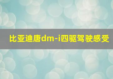 比亚迪唐dm-i四驱驾驶感受