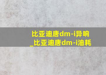 比亚迪唐dm-i异响_比亚迪唐dm-i油耗