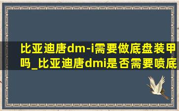 比亚迪唐dm-i需要做底盘装甲吗_比亚迪唐dmi是否需要喷底盘装甲