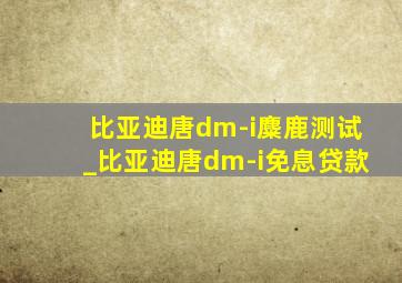 比亚迪唐dm-i麋鹿测试_比亚迪唐dm-i免息贷款