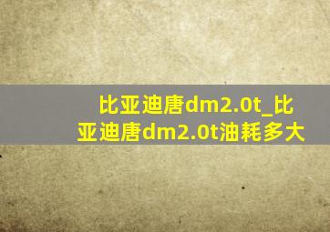 比亚迪唐dm2.0t_比亚迪唐dm2.0t油耗多大