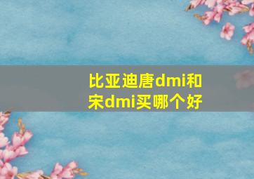 比亚迪唐dmi和宋dmi买哪个好