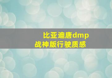 比亚迪唐dmp战神版行驶质感