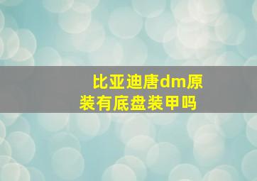 比亚迪唐dm原装有底盘装甲吗