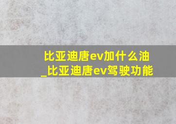 比亚迪唐ev加什么油_比亚迪唐ev驾驶功能