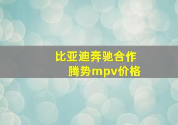 比亚迪奔驰合作腾势mpv价格