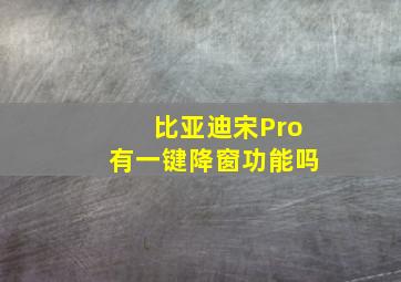 比亚迪宋Pro有一键降窗功能吗