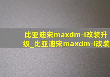 比亚迪宋maxdm-i改装升级_比亚迪宋maxdm-i改装