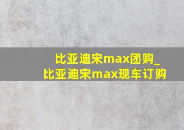 比亚迪宋max团购_比亚迪宋max现车订购