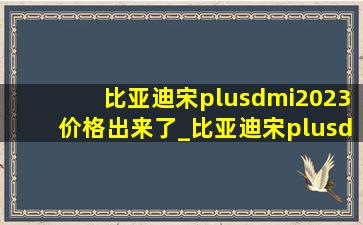 比亚迪宋plusdmi2023价格出来了_比亚迪宋plusdmi2023价格