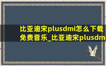 比亚迪宋plusdmi怎么下载免费音乐_比亚迪宋plusdmi怎么安装免费音乐