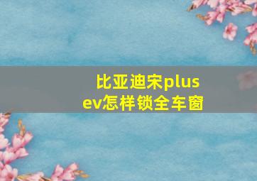 比亚迪宋plusev怎样锁全车窗