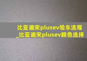 比亚迪宋plusev验车流程_比亚迪宋plusev颜色选择