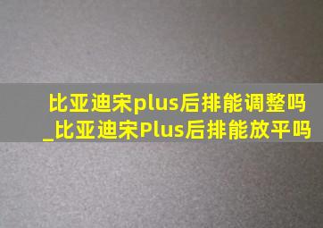 比亚迪宋plus后排能调整吗_比亚迪宋Plus后排能放平吗