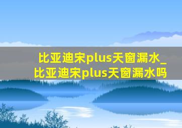 比亚迪宋plus天窗漏水_比亚迪宋plus天窗漏水吗