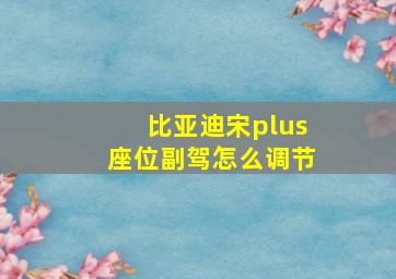 比亚迪宋plus座位副驾怎么调节