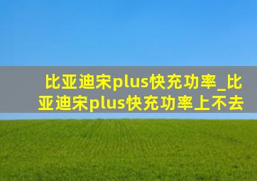 比亚迪宋plus快充功率_比亚迪宋plus快充功率上不去