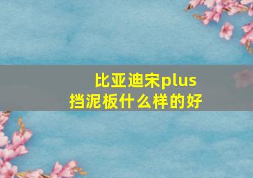 比亚迪宋plus挡泥板什么样的好