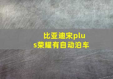 比亚迪宋plus荣耀有自动泊车