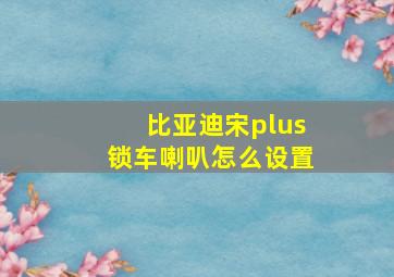 比亚迪宋plus锁车喇叭怎么设置